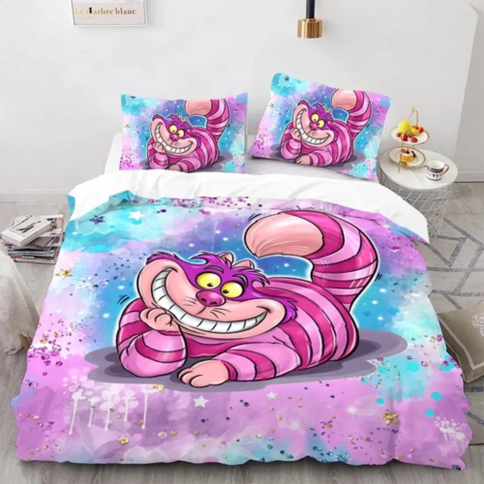 Enchanting Cheshire Cat Alice In Wonderland Happy Valentine's Day Bedding Set