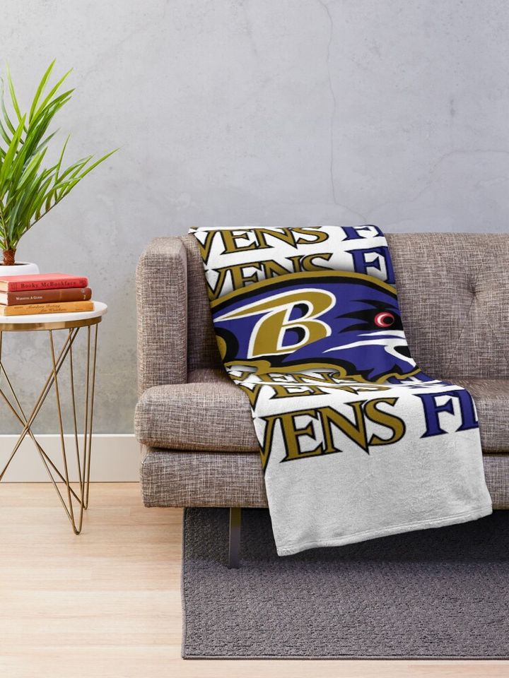 Baltimore Ravens head ravens Flock Throw Blanket