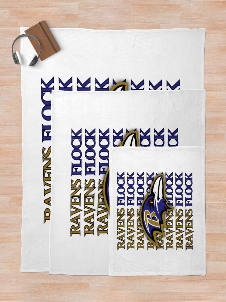 Baltimore Ravens head ravens Flock Throw Blanket