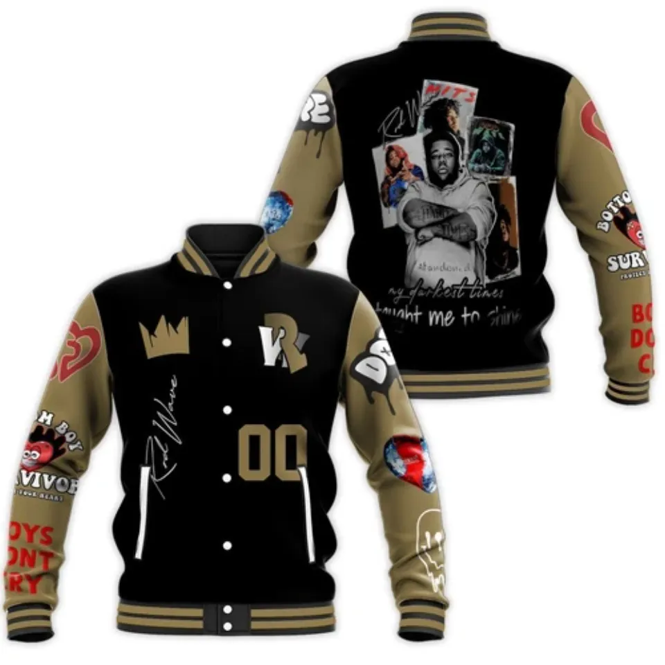 Rod Wave Rapper Baseball Jacket, Rod Wave Darkest Time Taught Me To Shine Jacket