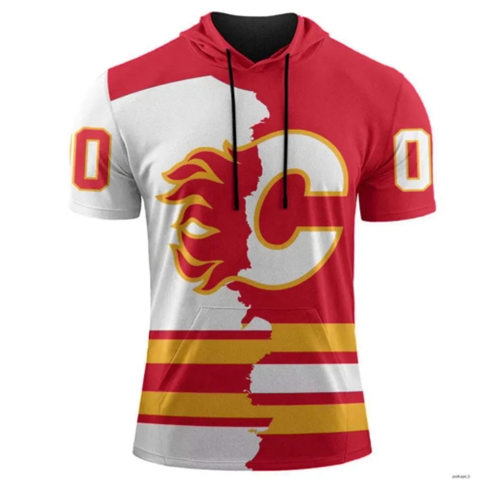 Calgary Flames Personalize Short Sleeve Hoodie