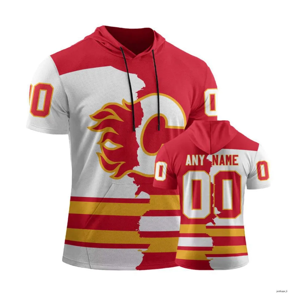 Calgary Flames Personalize Short Sleeve Hoodie