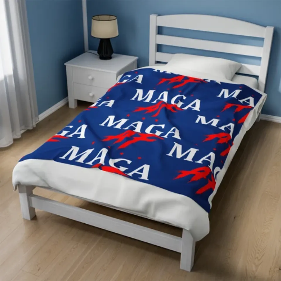 MAGA AF Donald Trump Cozy Comfort Velveteen Plush Blanket
