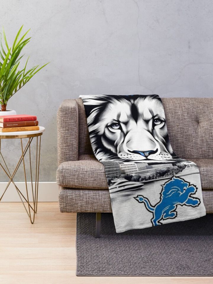 Detroit Lions Artwork Throw Blanket