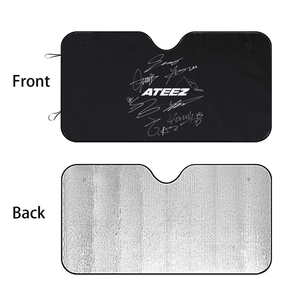Ateez Logo & Signature Car Sun Shade | Kpop Car Sun Shade | Kpop Gift