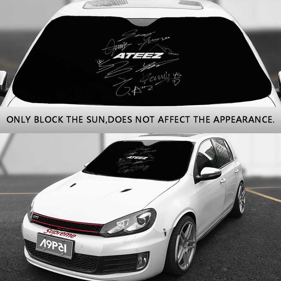 Ateez Logo & Signature Car Sun Shade | Kpop Car Sun Shade | Kpop Gift