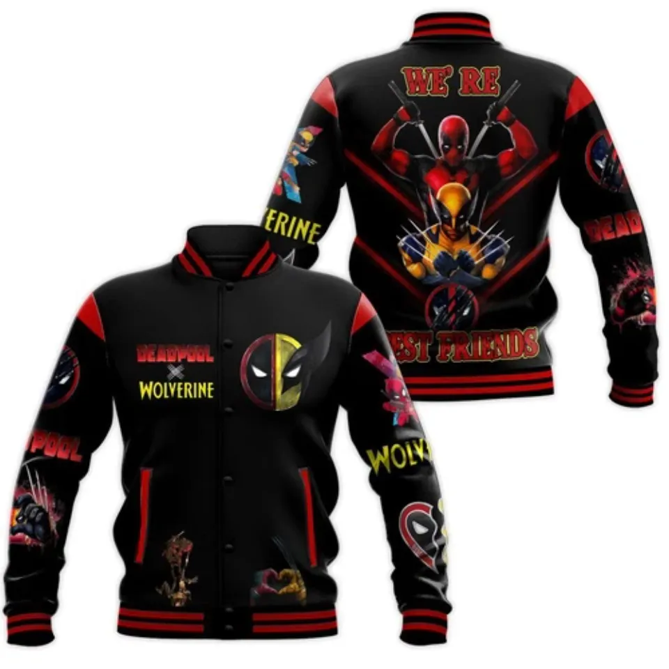 Deadpool And Wolverine We Are Best Friends Baseball Jacket