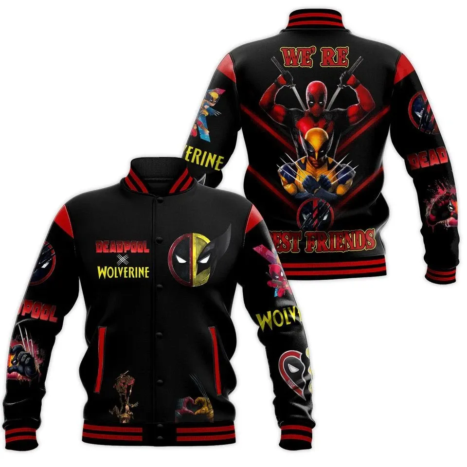 Deadpool And Wolverine We Are Best Friends Baseball Jacket
