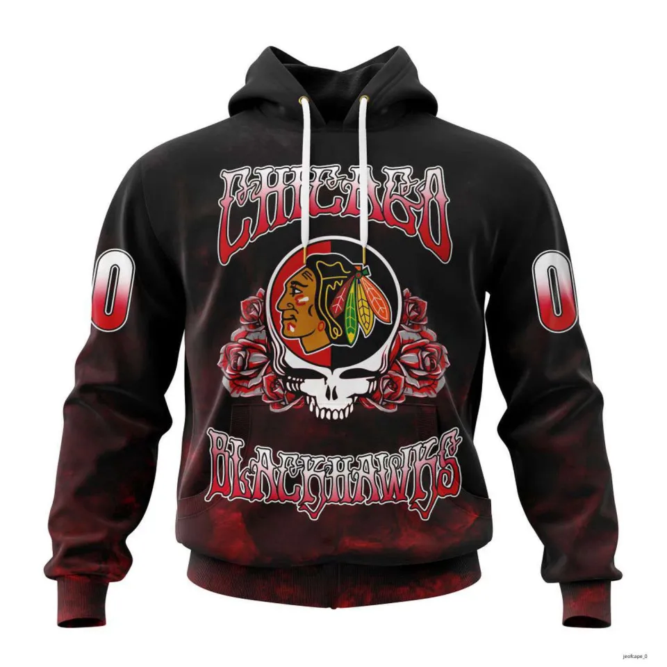 Chicago Blackhawks Personalized Grateful Dead 3D Hoodie