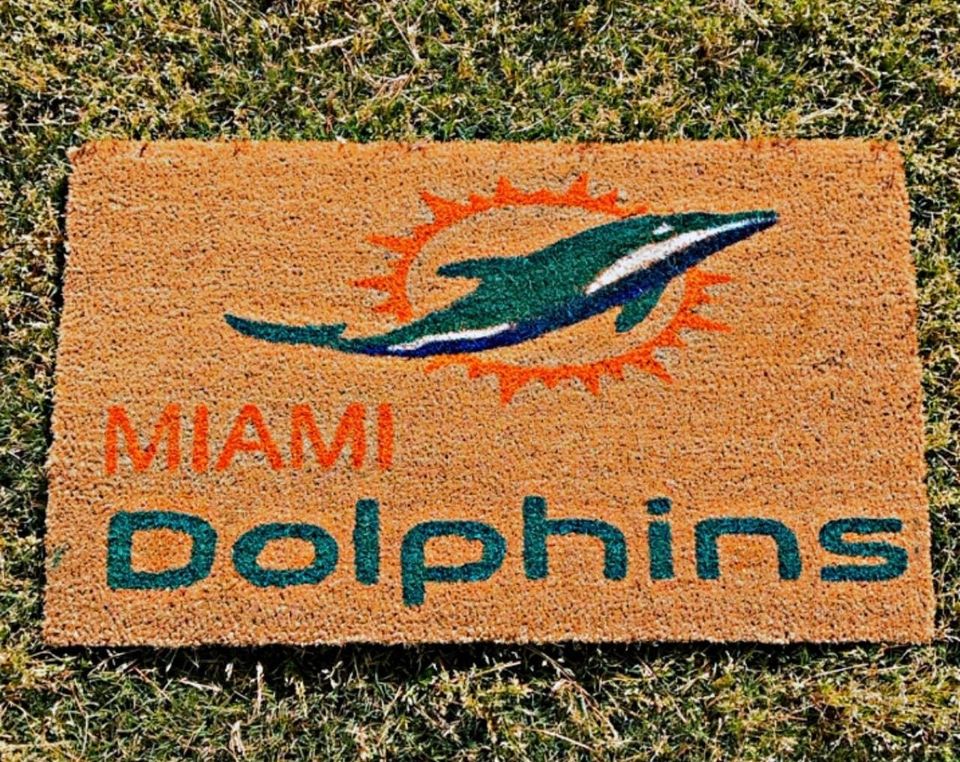Miami Dolphins Hand-Painted Doormat