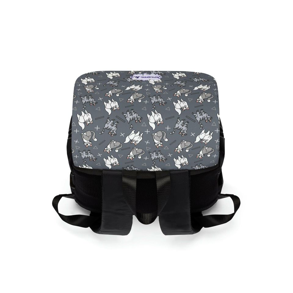 Gray & White Kitties Unisex Casual Shoulder Backpack, Cat Unisex Casual Shoulder Backpack