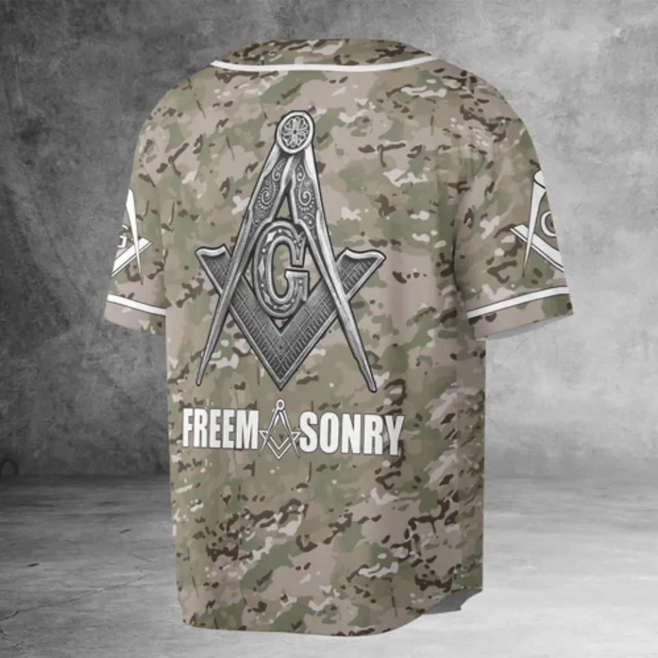 Personalized Masonic Lodge with Camo Army 3D Baseball Jersey Shirt