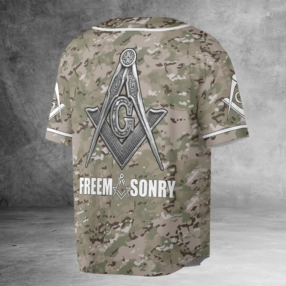 Personalized Masonic Lodge with Camo Army 3D Baseball Jersey Shirt