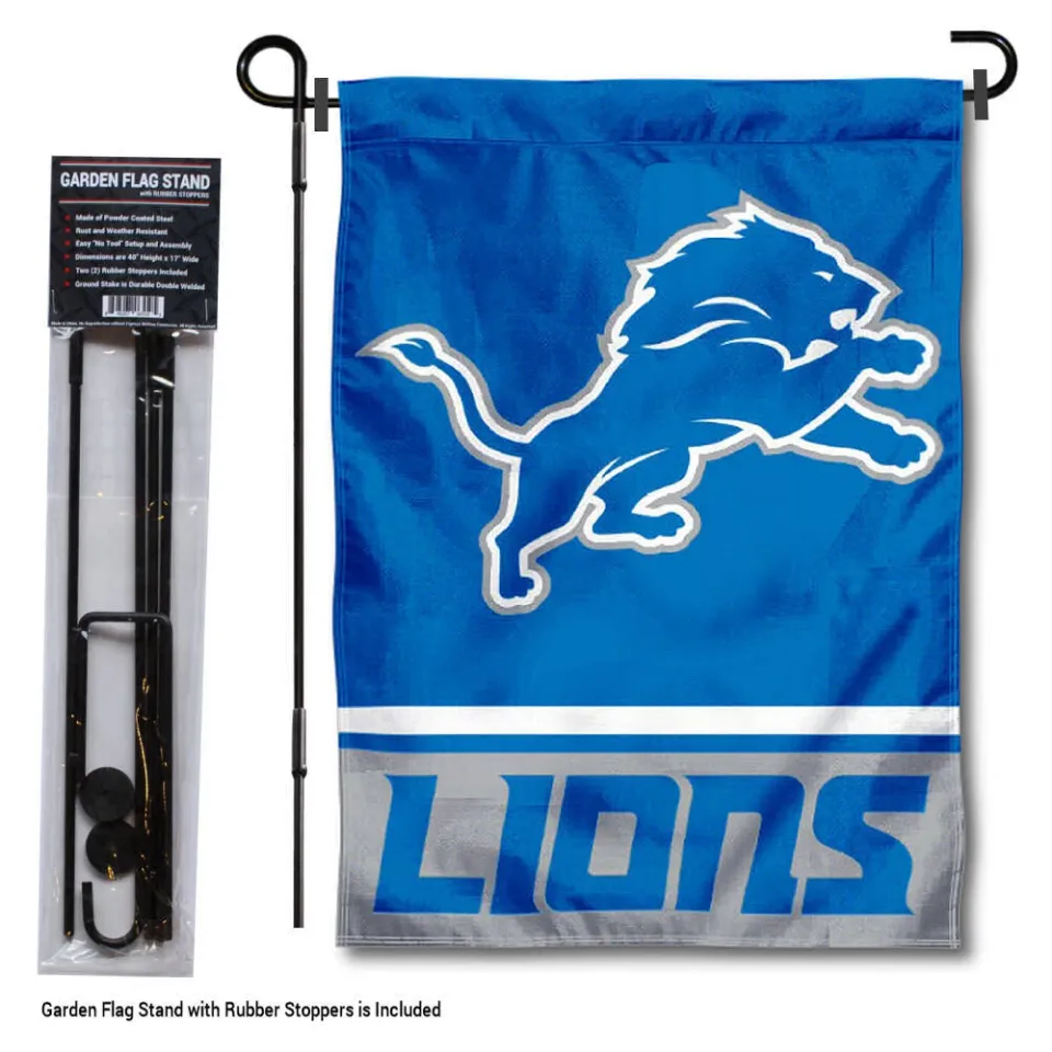 Detroit Lions Garden Flag and Yard Stand Included