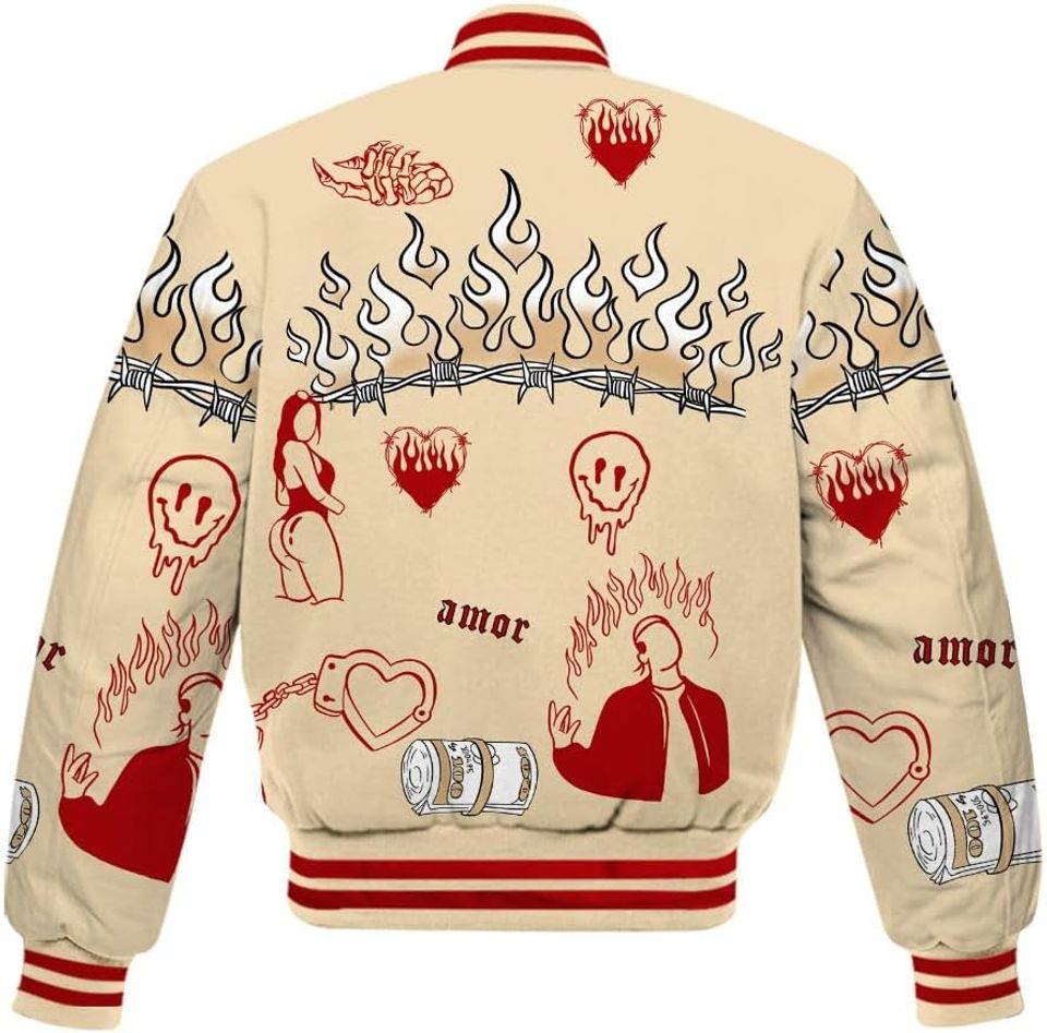 Dunkare Dunk Low Strawberry Waffle Varsity Jacket, Streetwear Varsity Jacket, Snake Trust No One All Over Print Baseball Varsity Jacket