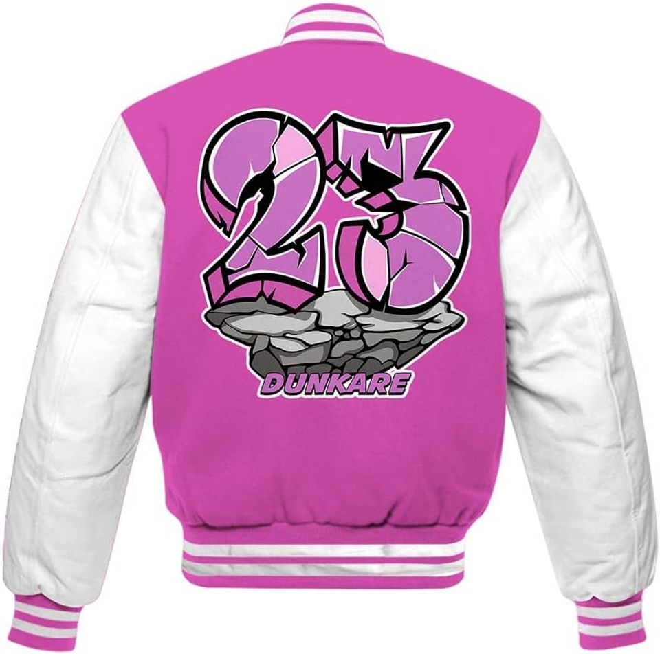 Dunkare Hyper Violet 4s Varsity Jacket, Streetwear Varsity Jacket, Craked 23 Graffiti Varsity Jacket Unisex