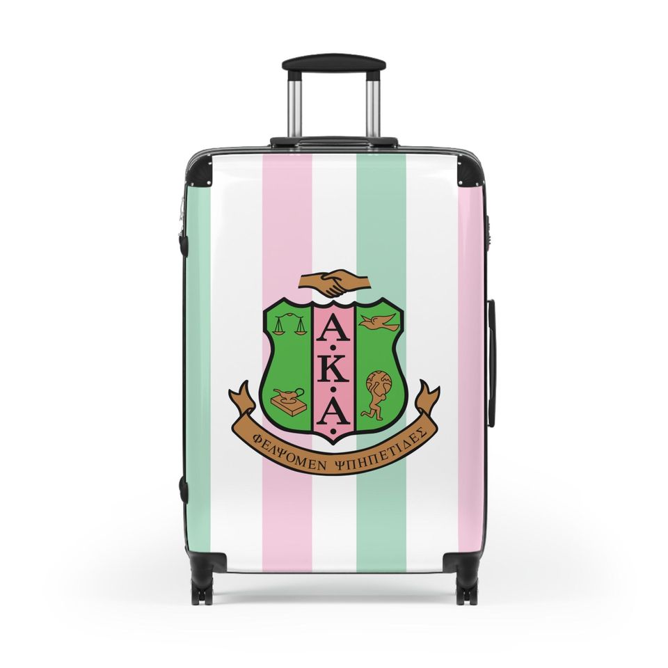 White Alpha Kappa Alpha Inspired Suitcases