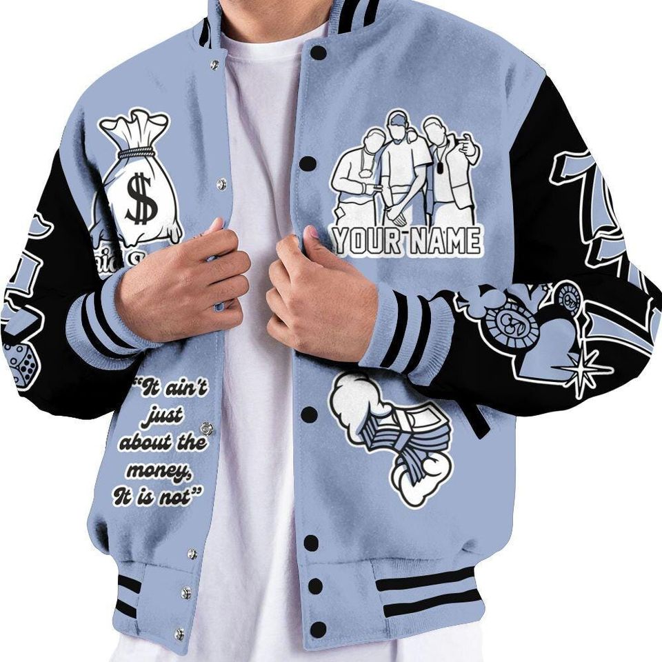 Black Metallic 5s Varsity Jacket, Streetwear Varsity Jacket, Hip Hop Varsity Jacket, Paid In Full Baseball Varsity Jacket Custom Name Varsity Jackets