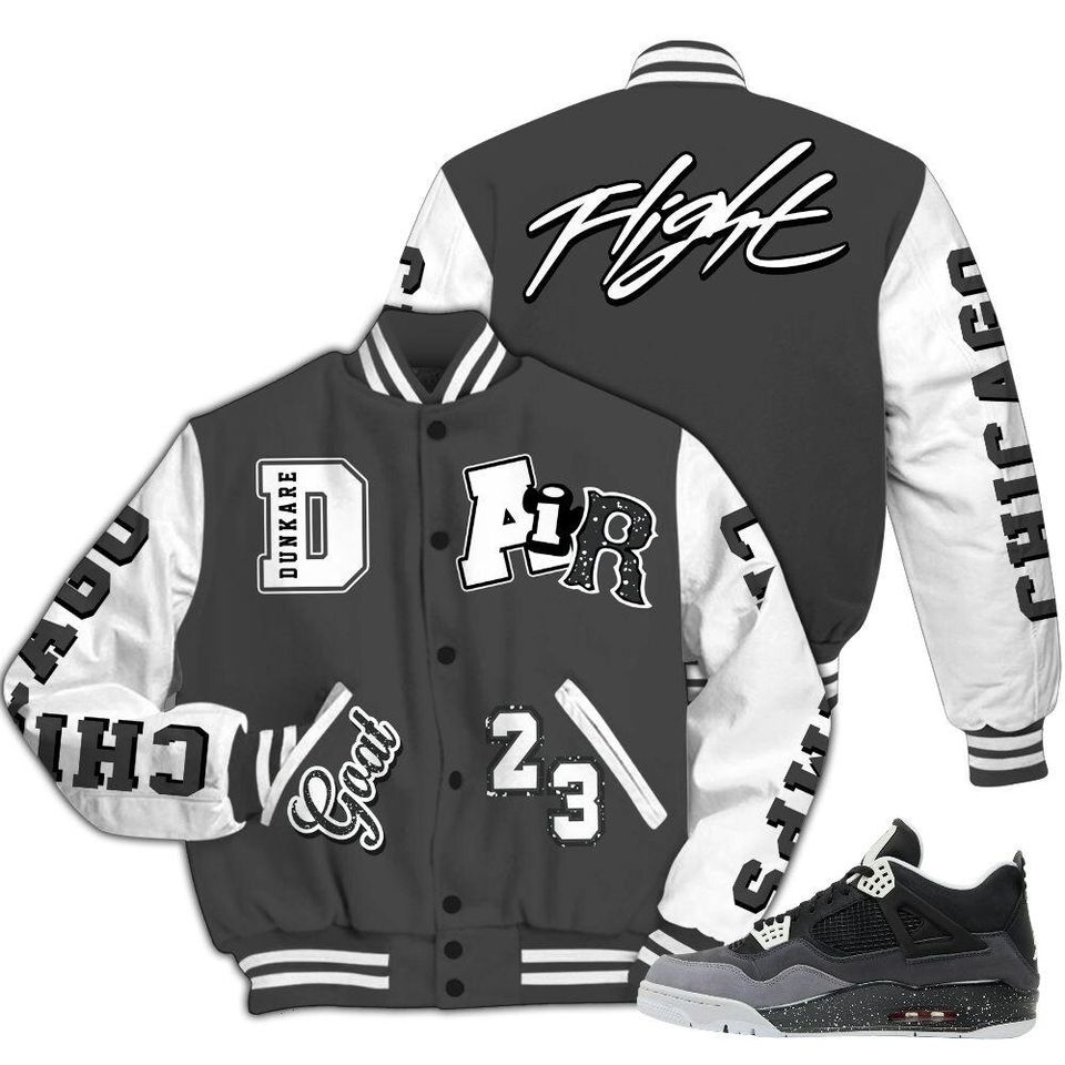 Fear 4s Varsity Jacket, Streetwear Varsity Jacket, AIR Number 23 GOAT Graphic Varsity Jackets