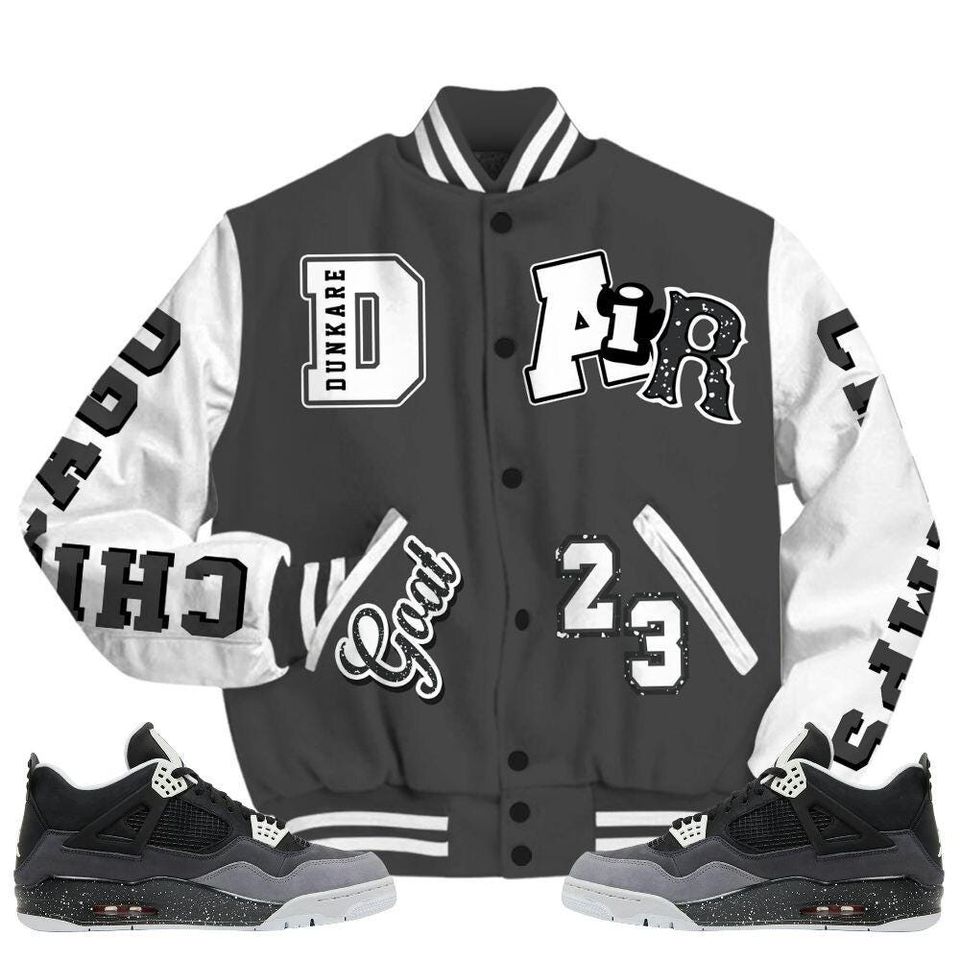 Fear 4s Varsity Jacket, Streetwear Varsity Jacket, AIR Number 23 GOAT Graphic Varsity Jackets