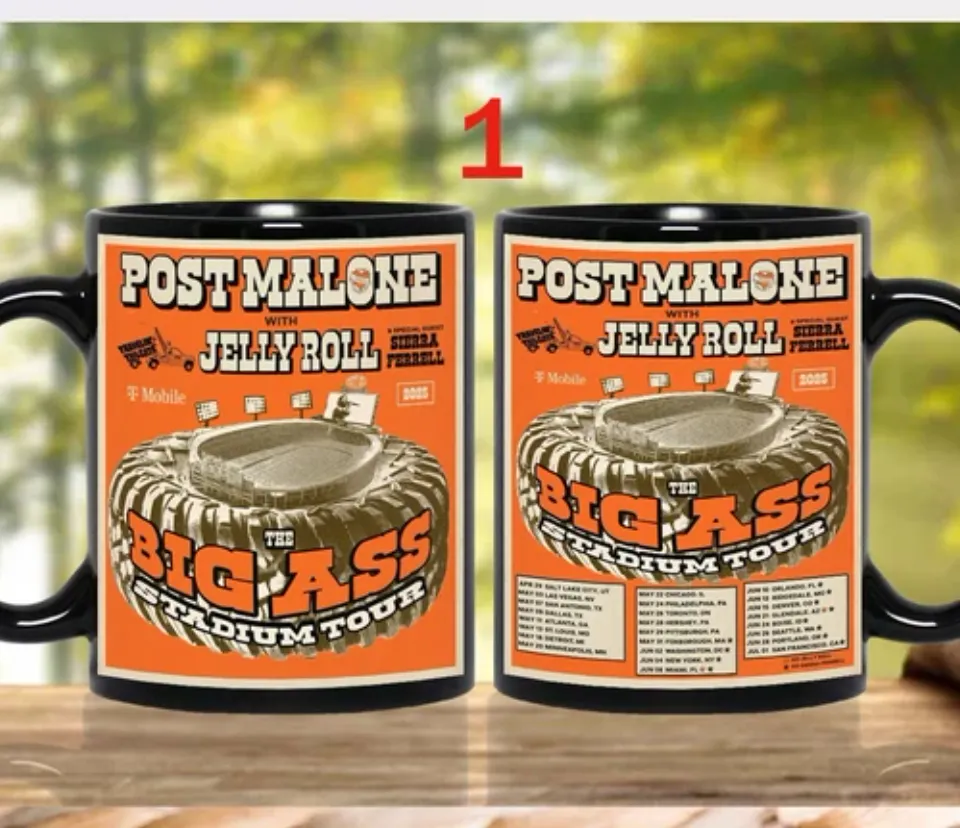 Custom Custom Post Malone and Jelly Roll US 2025 Tour Coffee Mug