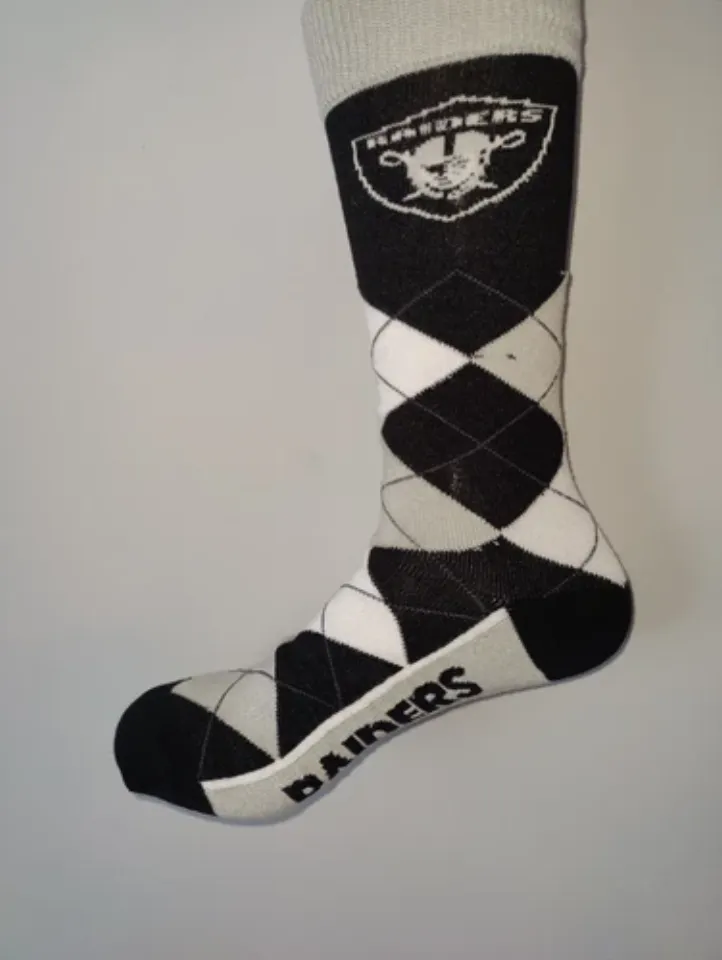 Las Vegas Raiders Mens Argyle football Team Crew Dress Socks Large