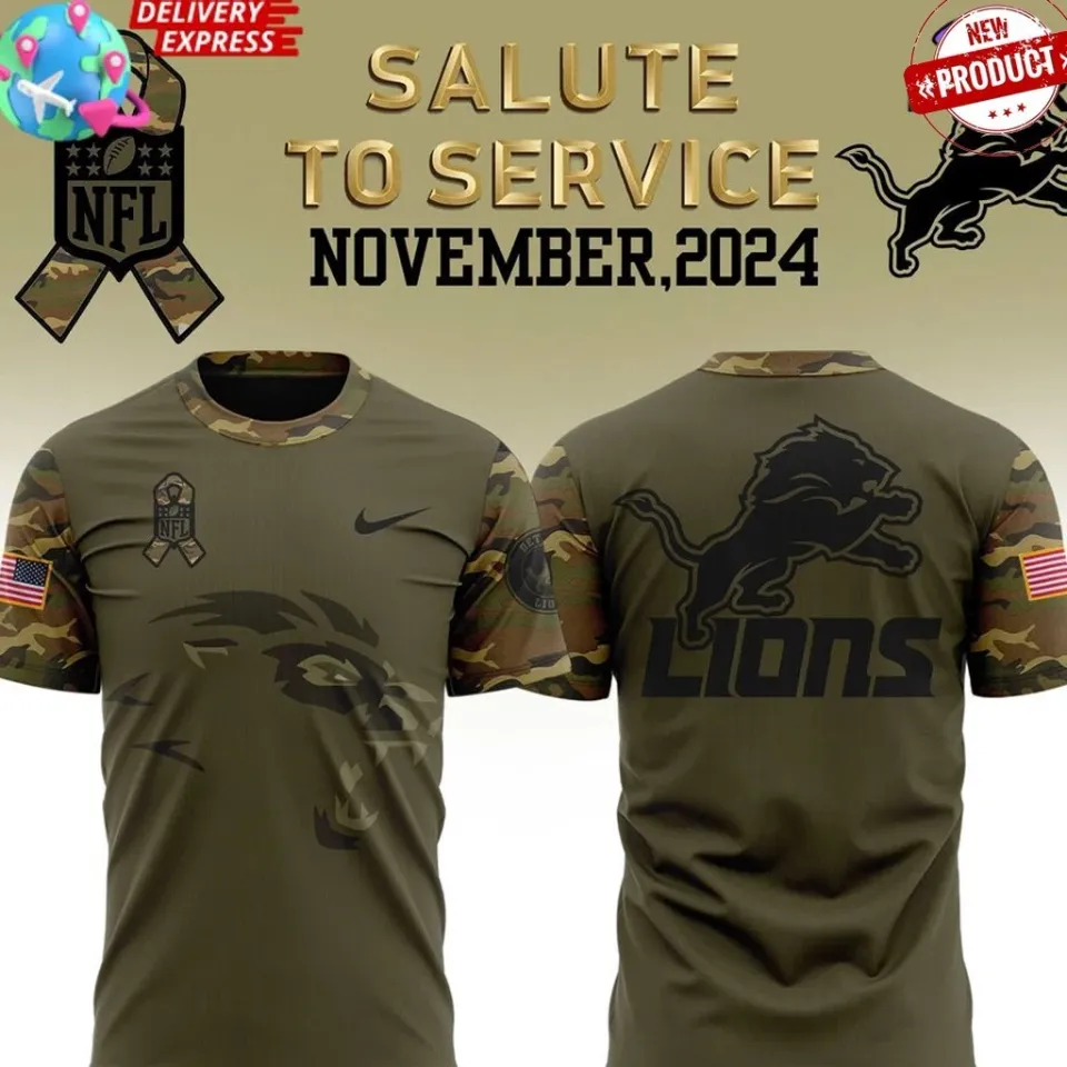 Best Offer!! D_Lions Salute to Service 2024 Camo 3D Tee