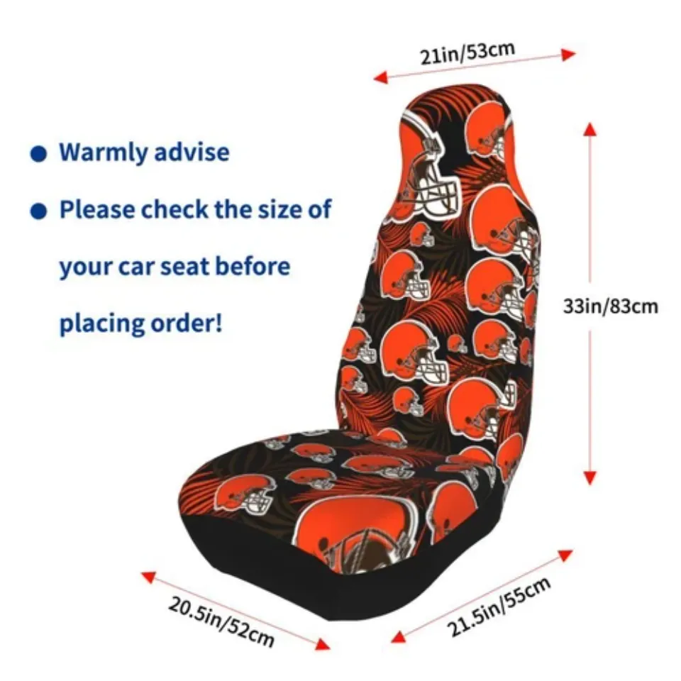 2pcs Cleveland Browns Elastic Car Seat Covers Printed Seat Cover Universal