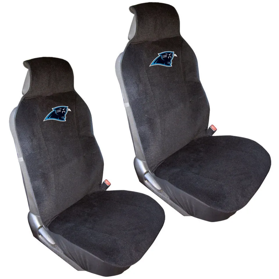 New 2pc football Carolina Panthers Car Truck Front Sideless Seat Covers Set