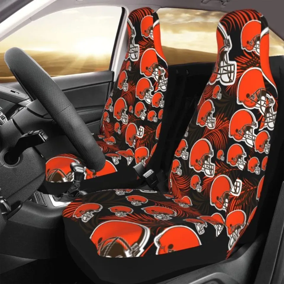 2pcs Cleveland Browns Elastic Car Seat Covers Printed Seat Cover Universal
