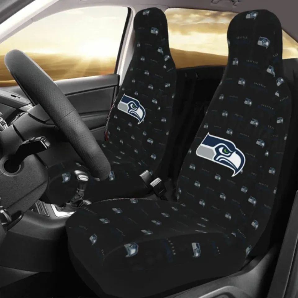 2pcs Car Seat Covers Universal Seattle Seahawks Car Front Rear Protectors
