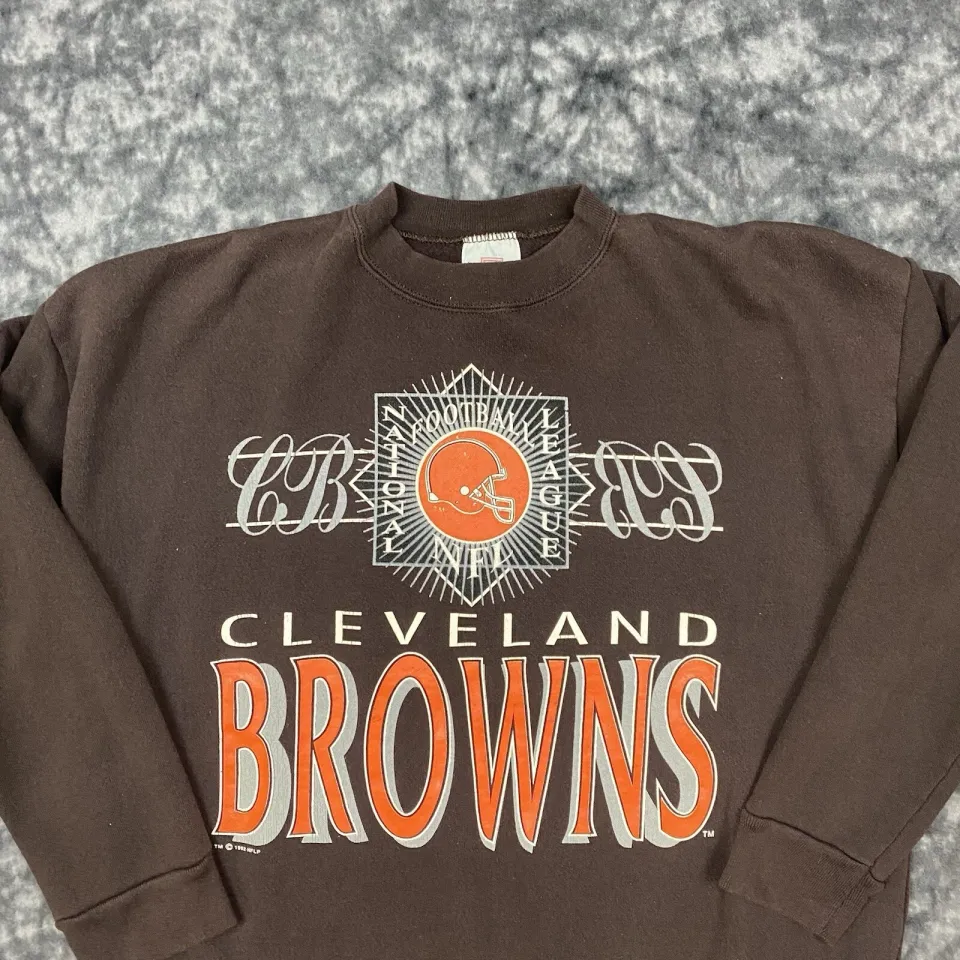 1992 Logo 7 Cleveland Browns Crewneck Mens Size L Vintage 3D Spell Out Pullover