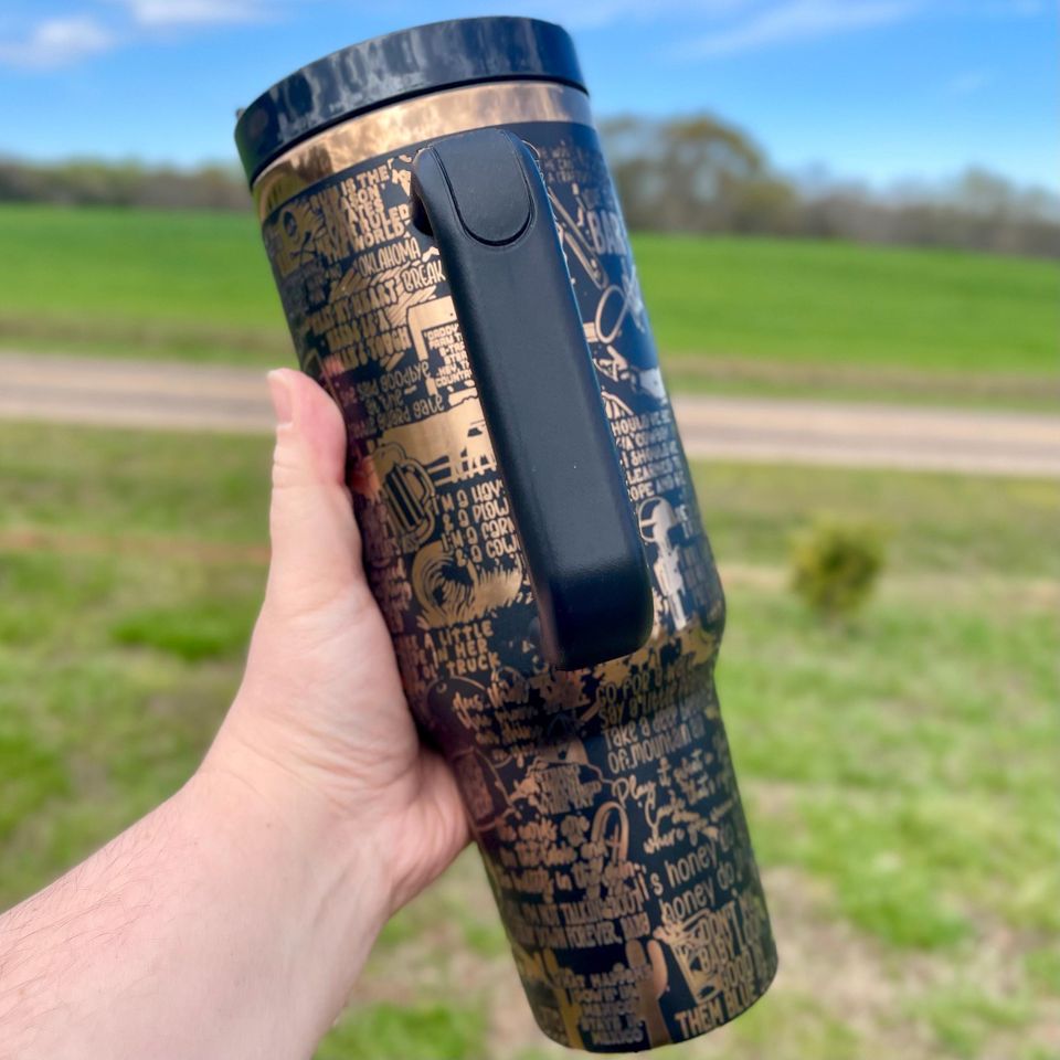 Laser Engraved Toby Keith 40oz Tumbler with Handle