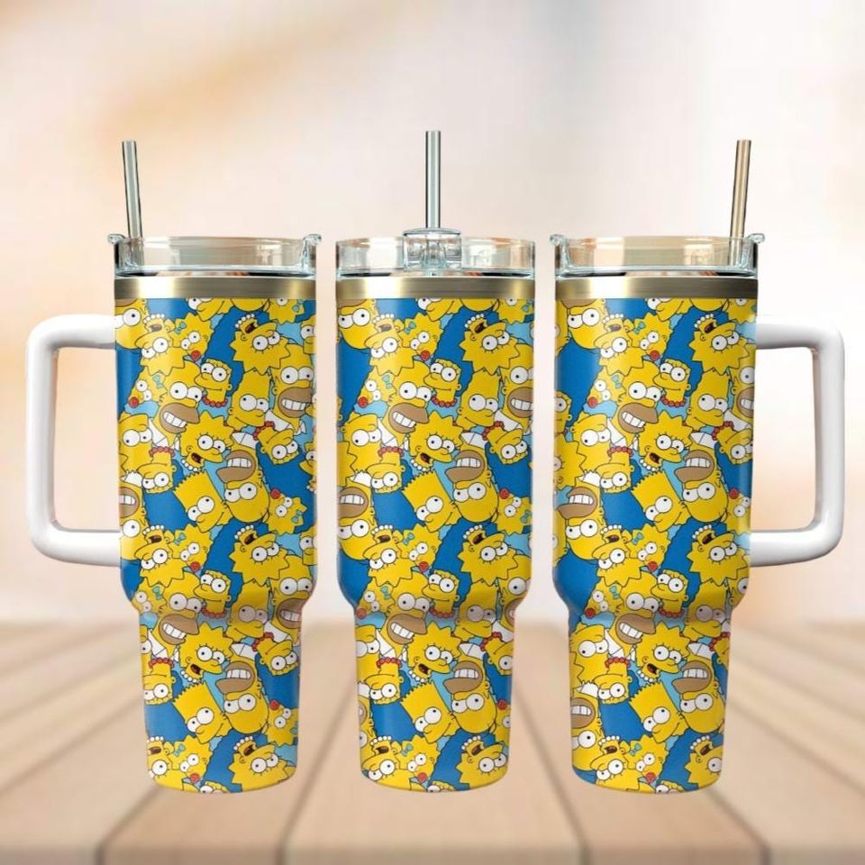 Simpsons 40oz Tumbler, Homer Family Cartoon Cup, Funny Coffee Mug, Gift for Fans