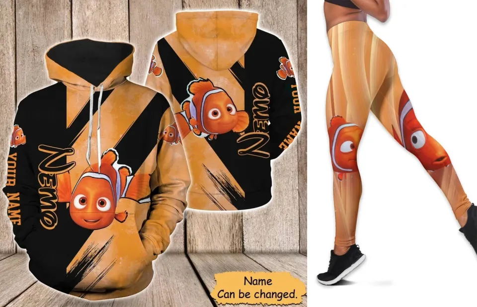 Custome Name Hollow Hoodie Legging Set for Fan /Finding Nemo-For Women