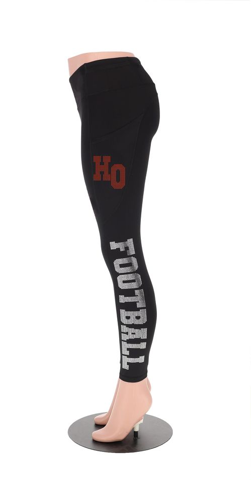 Houston Football Leggings, Rhinestone Leggings, Unique Design Leggings for Ladies Sportswear, Cozy Football Pants, GameDay Sports Leggings