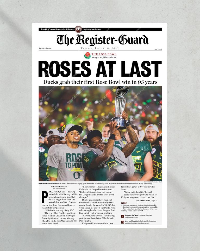 2012 Oreg ducks Rose Bowl Victory 'Roses at Last' (No Framed) Poster