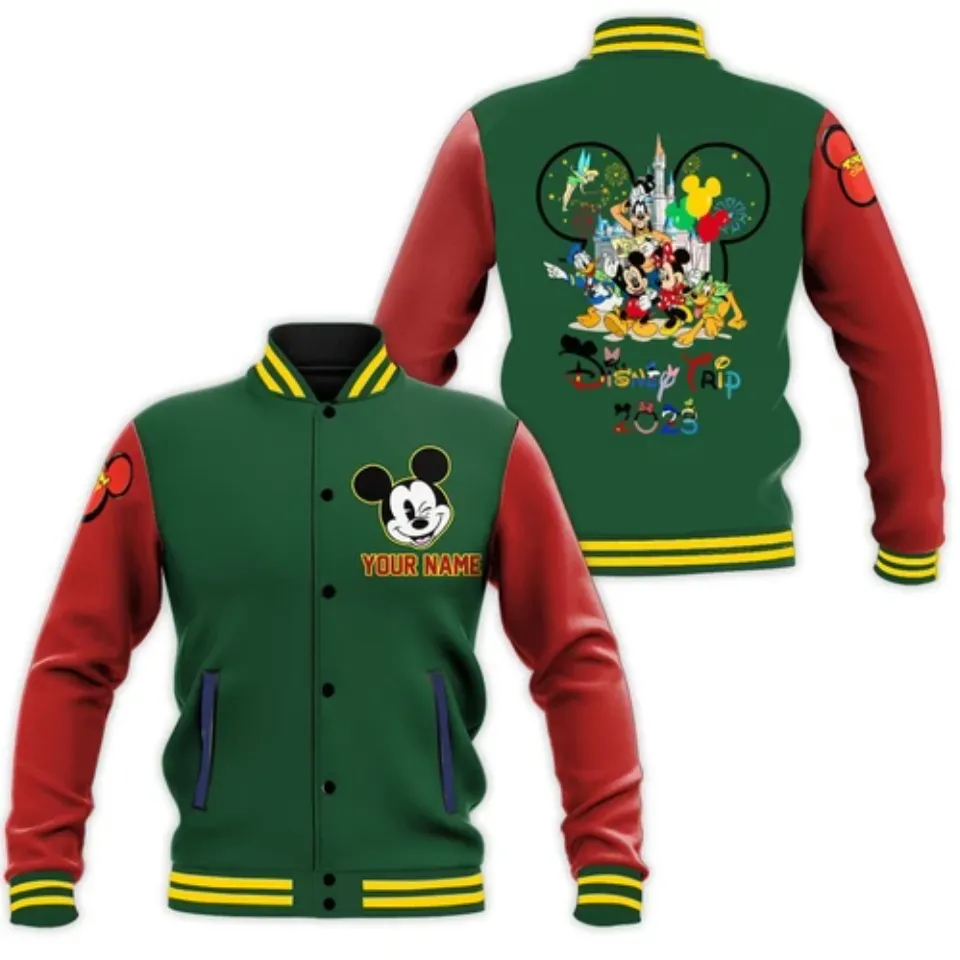 Personalize Disney Trip Mickey Mouse Head, Adult Varsity Jacket