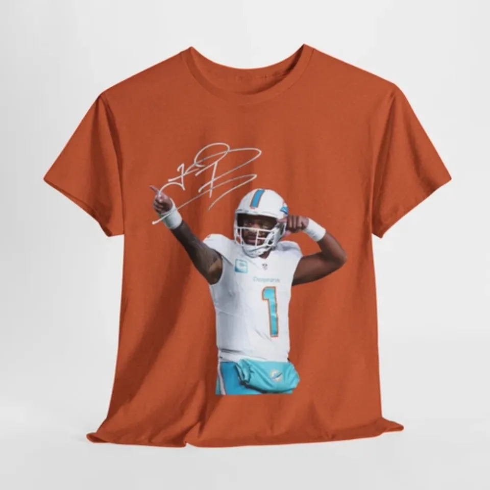 Miami Tua Tagovailoa Autograph Print T-Shirt, Game Day Football T-Shirt