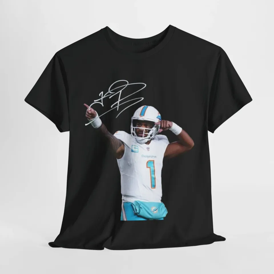 Miami Tua Tagovailoa Autograph Print T-Shirt, Game Day Football T-Shirt