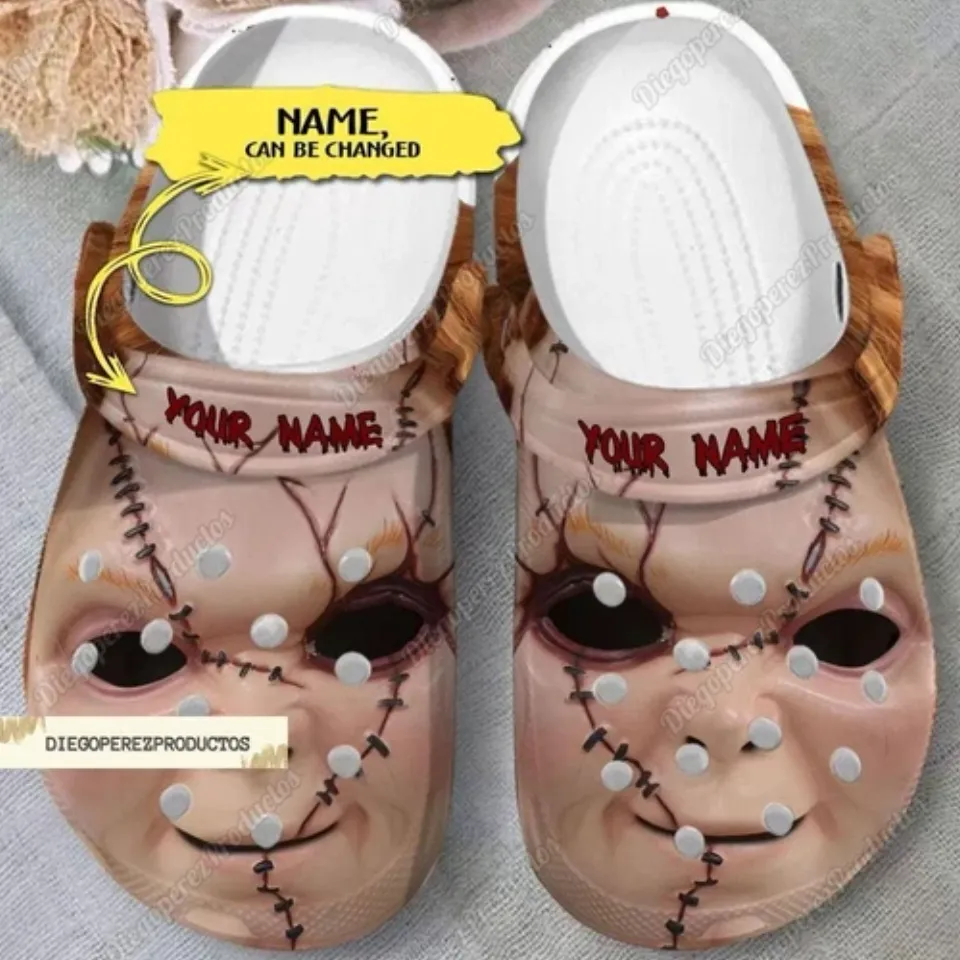 Chucky Clogs, Custom Chucky Clogs, Horror Chucky Shoes