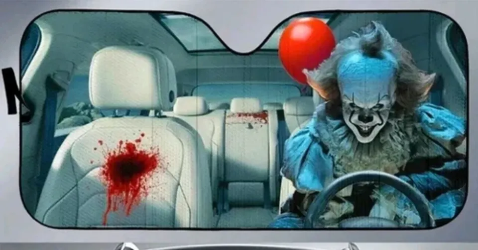 Horror Clown Sunshade Car Windshield Sun Protection Auto Accessory