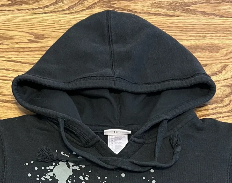 Disney Parks Womens L Hoodie Minnie Mouse 3-D Graphic Black Pullover Sweatshirt