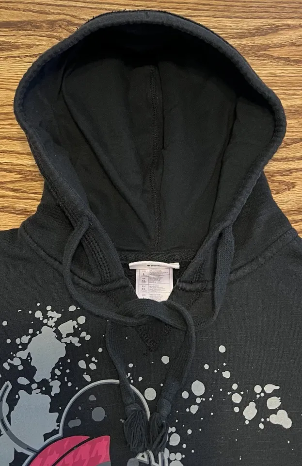 Disney Parks Womens L Hoodie Minnie Mouse 3-D Graphic Black Pullover Sweatshirt