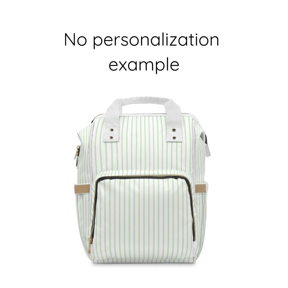 Green Striped Multifunctional Backpack / Diaper Backpack / Monogrammed School Bag Hospital Bag Personalized Gift