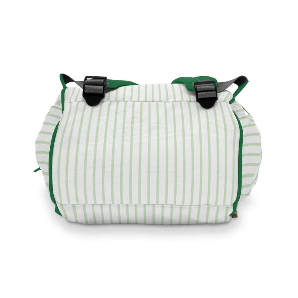 Green Striped Multifunctional Backpack / Diaper Backpack / Monogrammed School Bag Hospital Bag Personalized Gift