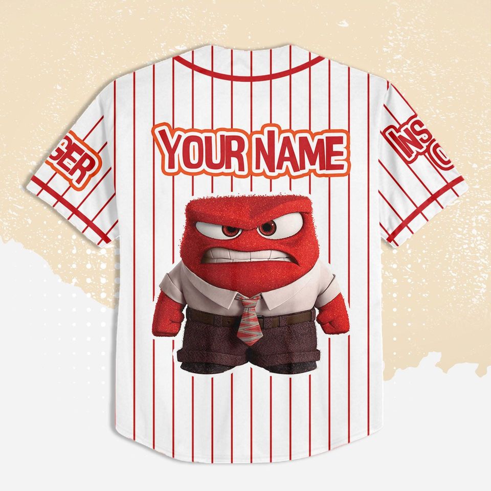 Personalized Inside Out Anger Baseball Jersey, Disney Anger Baseball Jersey