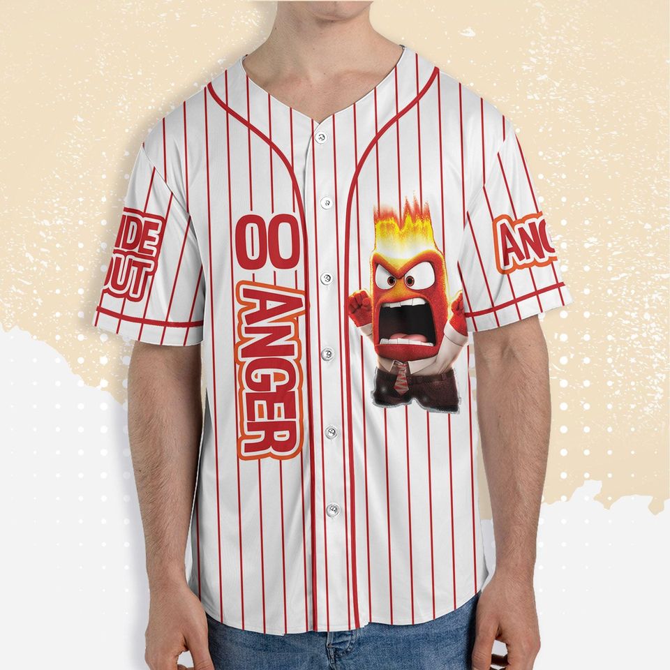 Personalized Inside Out Anger Baseball Jersey, Disney Anger Baseball Jersey