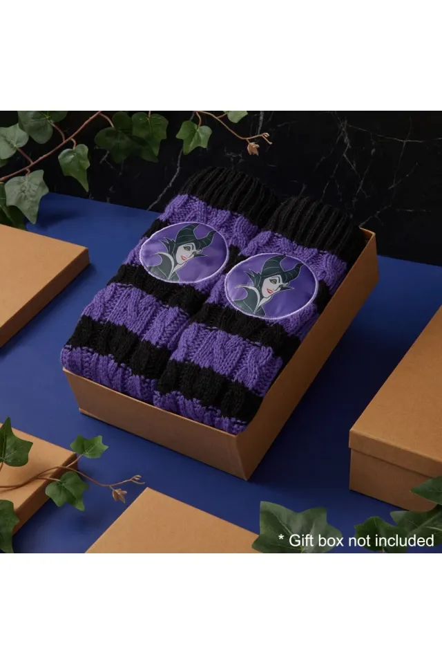 DISNEY Womens Maleficent Warm Fluffy Calf Socks