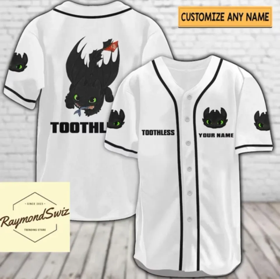 Halloween Toothless White 3D Baseball Jersey Shirt